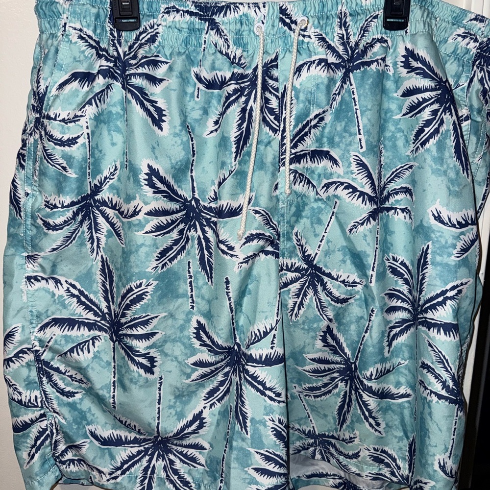 Old Navy Blue and Silver Leaf Swim Shorts